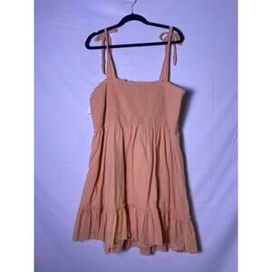 Aerie Peach All Day Smocked Babydoll Cotton Ruffled Sundress Women's Plus XXL